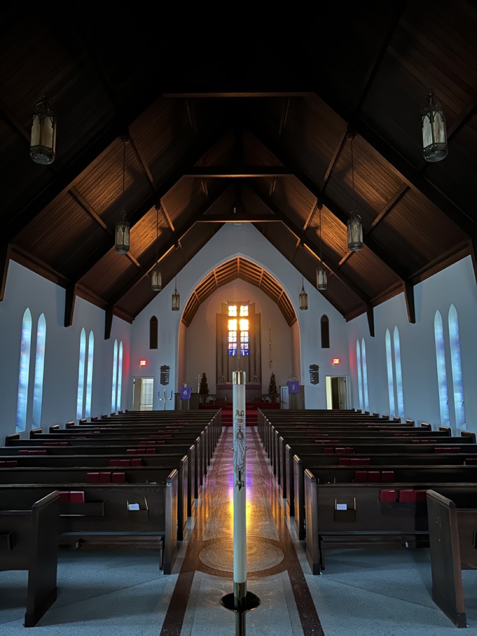 Sunrise photo of the Trinity Lutheran Church sanctuary